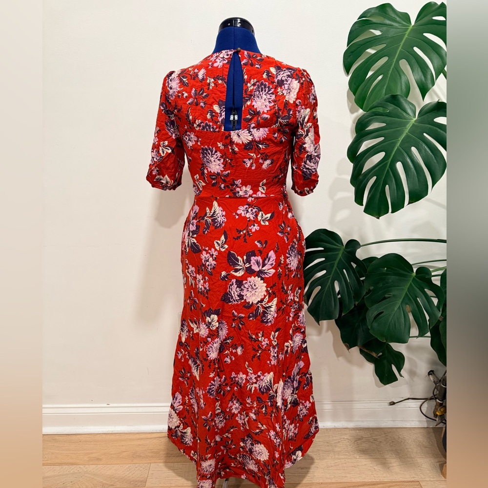 Anthropologie Red Floral Long Sleeve Dress - Picture 2 of 3